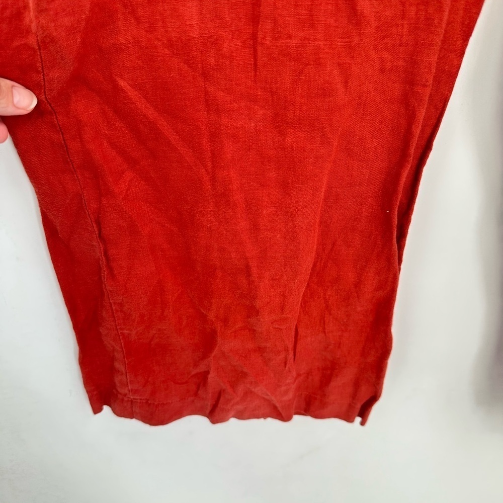 4OUR DREAMERS Linen wide leg burnt orange pull on woman Lagonlook boho capri L - Picture 6 of 14